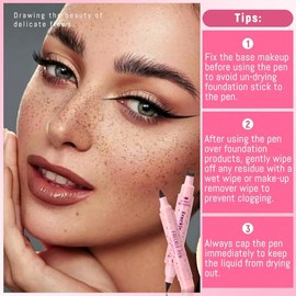 Noerrors 2 Colors Freckle Stamp Pen for Natural Lifelike Faux Freckle, 2 in 1 Freckle Stamp Eyeliner and Soft Dot Spot Pen, Waterproof Fake Freckles Marker Sunkissed Makeup #Medium Brown&Light Brown