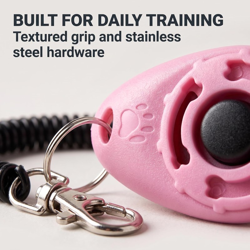 2Pcs Pink Dog Clicker for Training Easy to Use with