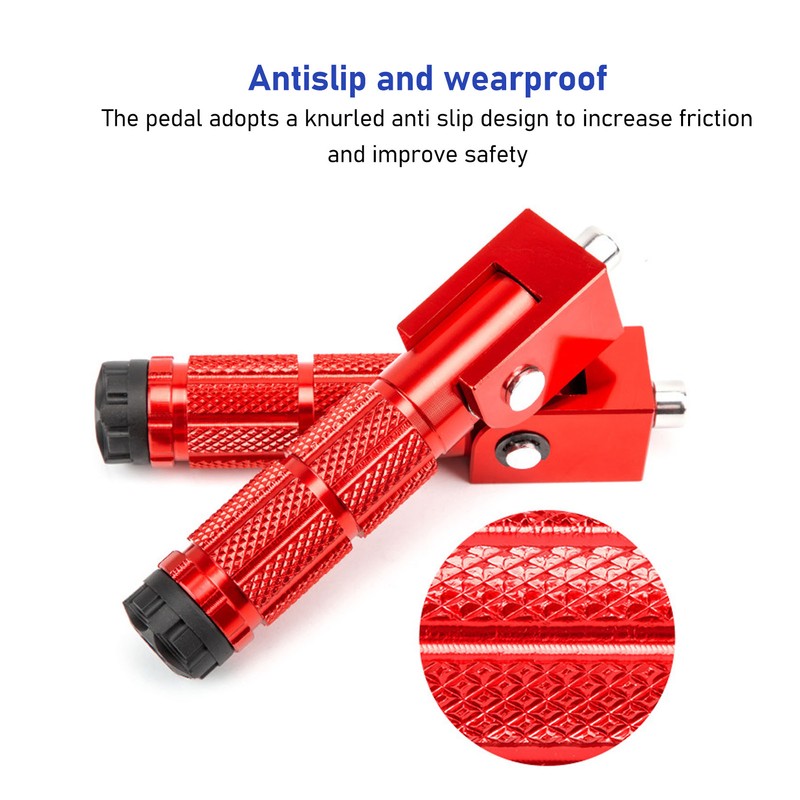 2Pcs Motorcycle Foldable Foot Pegs M8 Antislip Aluminium Alloy Universal