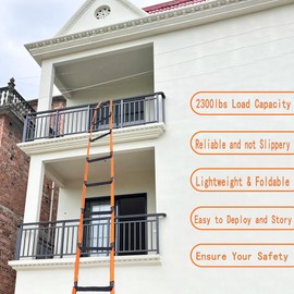Fire Escape Ladder 13ft Emergency Fire Ladder Training Soft Ladder Jump Grid Ladder 2-3 Story Residential Reusable Window Balcony Treehouse Safety Rope Ladder