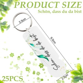 SRunDe Pack of 25 Acrylic Shopping Trolley Tokens, Key Chains, Removable Trolley Remover, Sublimation, Schön dass du da bist, White, for Weddings, Graduation, Retirement, Christening, Birthday, Party