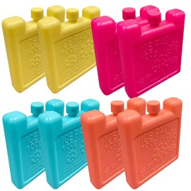 Cool Bag Small Reusable Freezer Blocks Ice Brick Pack Cold Chilled Cooler Picnic Camping Travel 8cmx7cmx1.5cm 4pk (Mixed 8pk)