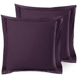 Nestl Soft Pillow Shams Set of 2 - Double Brushed Microfiber Pillow Covers - Hotel Style Premium Bed Pillow Cases, with 1.5” Decorative Flange, Euro 26"x26" - Eggplant