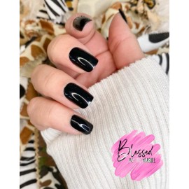 Red Aspen Press On Nails~Anna's Black Tie Affair~Medium ~Square ~Shiny