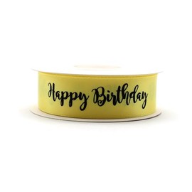 OMISS - Yellow Ribbon with Black Writing - Happy Birthday - Birthday Decoration (Yellow)