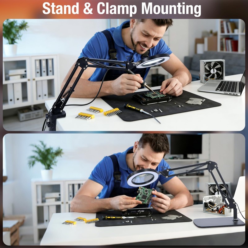 Magnifying Glass with Light and Stand, 3 Color Mode &