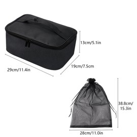 Klmnop Wig Storage Bags, Portable Wig Travel Case, Foldable Square Wig Bag, Wig Storage with Handle for Wig Storage and Travelling(Black)