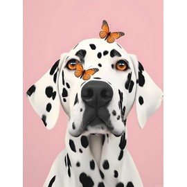 EATUKYIC Dog Aesthetics Diamond Painting Kit for Beginner Butterfly Dalmatian Diamond Painting for Adults, Round Gem Crystal Diamond Art by Numbers, for Modern Home Wall Decor 12x16 inch