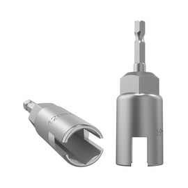 (2 Pack 2 Size 12mm,19mm) hex shank nut driver power wing nut drill bit socket tool drive kit, slotted wing nut drill sleeve wrench wrench kit, panel nut screw eye C-shaped hook bolt