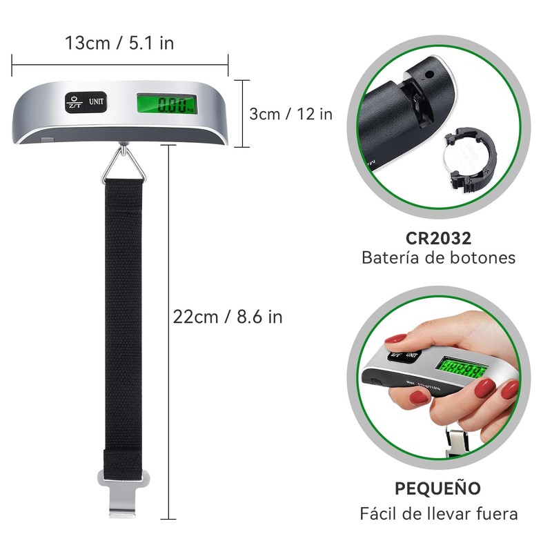 DQST Báscula de Equipaje Digital, Portátil, Bascula Maletas de Viaje,