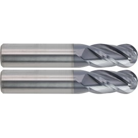 CME 2 pcs Micrograin Carbide End Mills, Ball Nose, TiAlN Coated, 5/8" Mill Diameter, 1 1/4" Length of Cut, 3 1/2" Overall Length, 4 Flute, Center Cutting