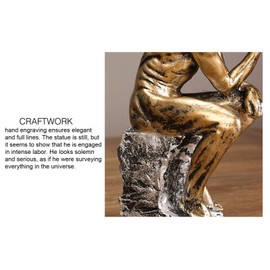 Tnfeeon Thinker Statue Retro Style, Office and School Supplies Office Supplies Energetic Lines Stable Nonslip Durable Resin Thinking Man Statue for Home Office Dorm,Office Supplies