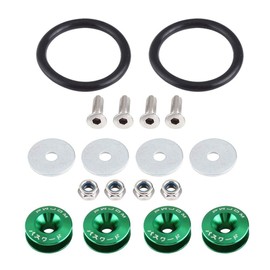 Car Bumper Fasteners Kit, Car Engine Valve Cover Bolts Aluminium Alloy Bumper Washer/Bolt Engine Bay Dress Up Kit Quick Release Fastener Car Bumper Washer(Green)