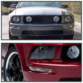 Spec-D Tuning Chrome Housing Clear Lens Bumper Lights Compatible with 2005-2009 Ford Mustang V6 GT L+R Pair Assembly