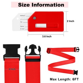Luggage Straps Tag for Suitcases TSA Approved Travel Belt 8 Pack by Chelmon (Red)