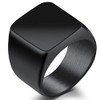 Size 5-15 Stainless Steel Signet Ring Black Silver Classical Simple