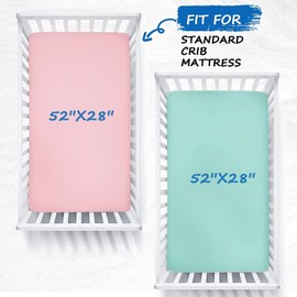 Crib Mattress Sheet 2 Pack Fitted Crib Sheet (28 x 52 x 8 in) for Standard Crib Toddler Mattress Cover Soft Microfiber Breathable Baby Sheets for Boys and Girls, Blue and Pink
