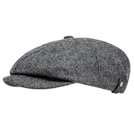 WEROR WEROR-323.1 Men's Flat Cap with Peak, Hat with Cotton Lining, Autumn/Winter, gray