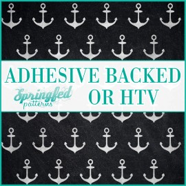 Springfed Patterns CHALKBOARD SEA PATTERN #1 Black & White Adhesive Vinyl or Heat Transfer ANCHOR - HTV Roll 12"x5 Yards