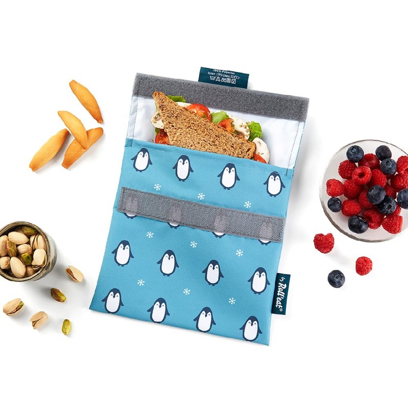 Roll'eat Snack'n'Go Animals Reusable Sandwich Holder, Eco-Friendly, BPA Free, Penguin