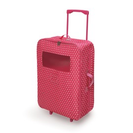Badger Basket Toy Doll Double Trolley Carrier Travel Case with Two Sleeping Bags and Pillows for 18 inch Dolls - Pink/Star
