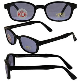 The Original KD's Biker Shades Sunglasses By PCSUN Black Frames Light Blue Lens