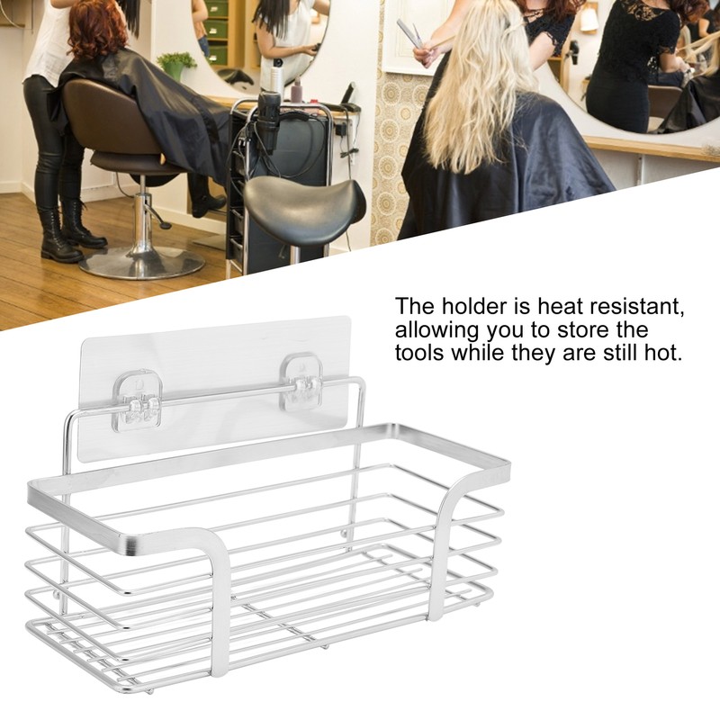 Hair Dryer Holder Stainless Steel Wall Mounted Bathroom Storage Rack