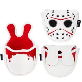 Golf Club Head Covers Mallet Putter Cover Hockey Goalie Mask Strong Magnetic Headcovers for Center Shaft