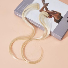 NICENEEDED 2 Stück Langer Seitlicher Air Pony Clip In Pony Mit Künstlichem Pony Pony Zum Anklipsen Curtain Bangs Pony Auf Der Vorderseite Gebogener Pony