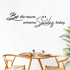 Inspirational Wall Stickers Be The Reason Someone Smiles Today Wall Decals, Vinyl Art Cute Lettering Wallpaper Mural for Bedroom Nursery Home Decor