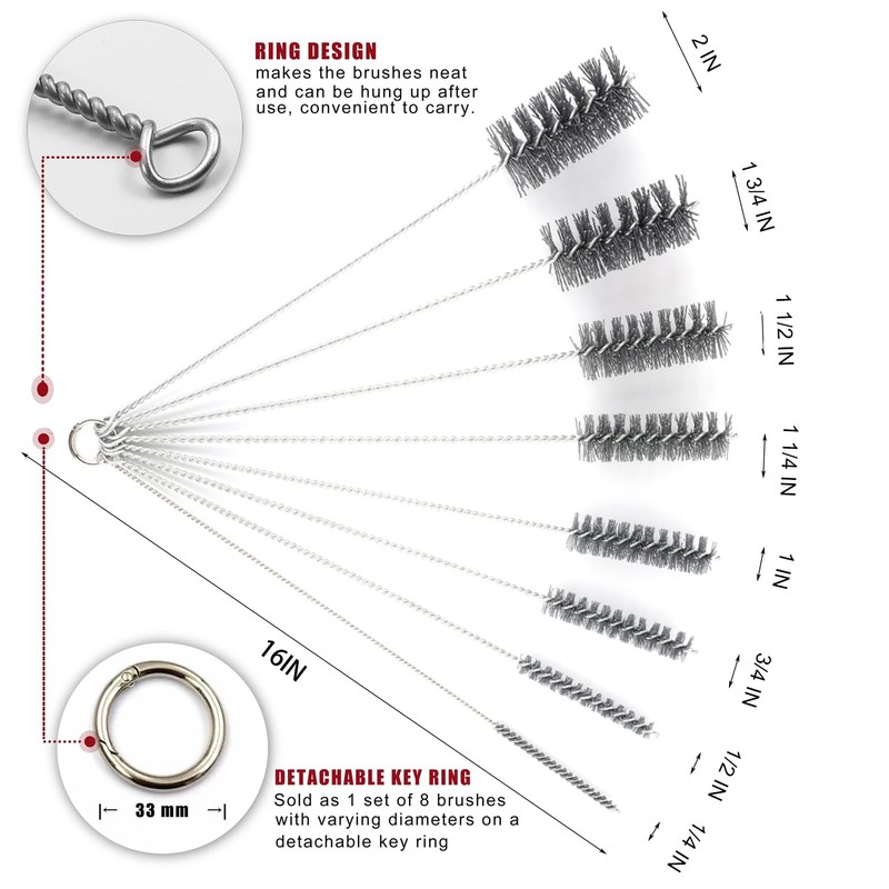 16 Inch Extra Long Pipe Cleaning Brush Set Abrasive Filament,