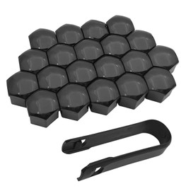 yorpyep 20 PCS Lug Nut Cover, 19 mm Hexagonal Nut Tire Screws Rust-Proof and Dust-Proof Protective Cover, Wheel Hub Decorative Plastic Shell with Removal Tool, for Most Cars Tire Accessories (Black)