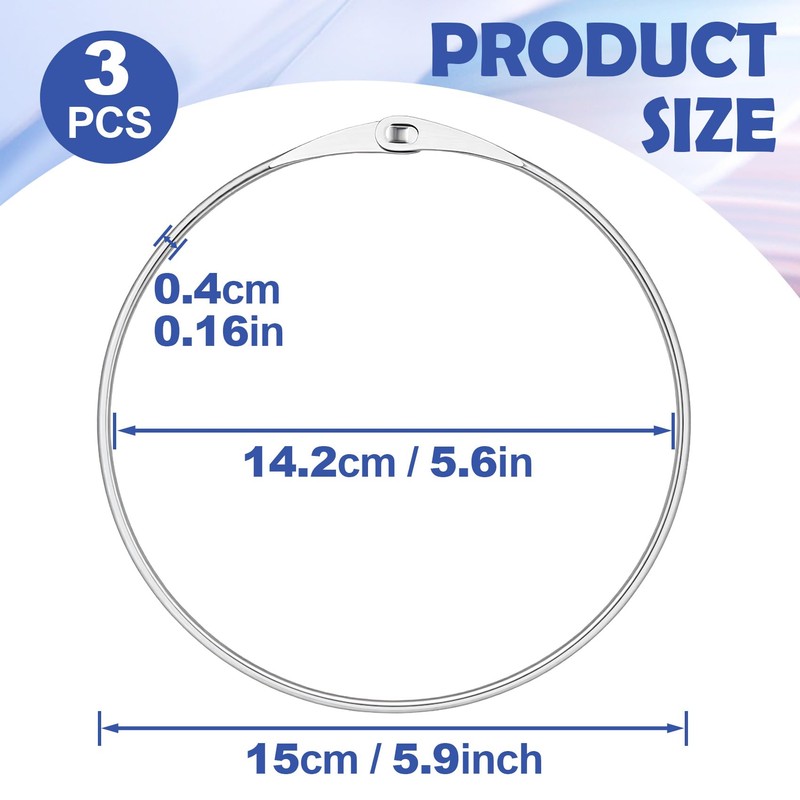 DC,CLISENCE 3 Pcs 6 Inch Large Binder Rings, Metal Rings