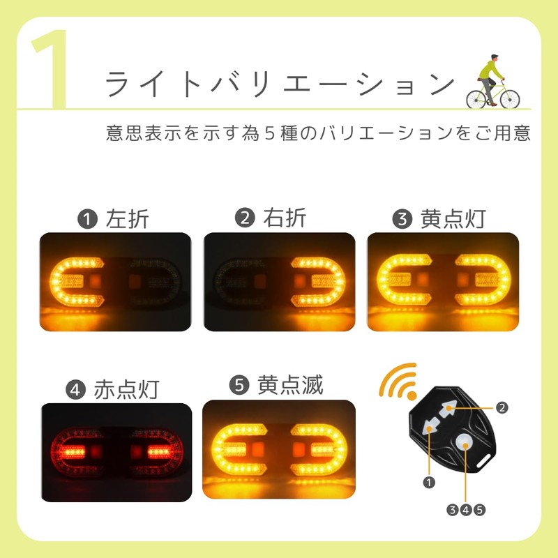 Bicycle Turn Signal, Rear Light with Tail Light Function