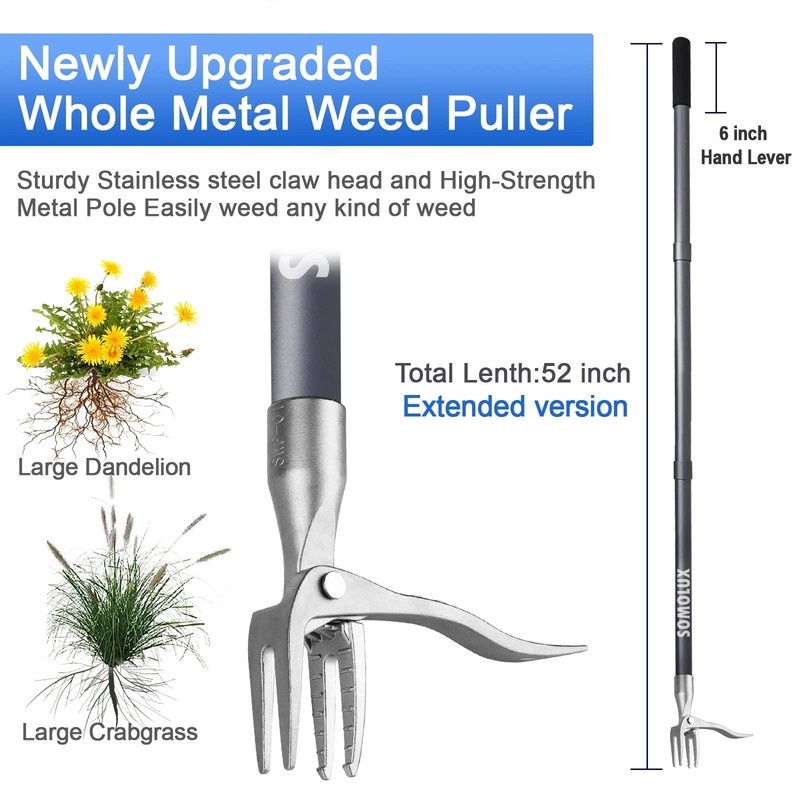 SOMOLUX 52'' Weed Puller Stand-up Weeder Weeding Tool for Gardening