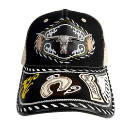 TOPACC Cowboy Trucker Hat for Men Women Longhorn Vintage Western Country Hat Black Cute Baseball Cap for Western Outfit