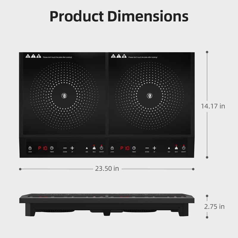 Waatfeet Double Induction Cooktop,Portable Induction Cooker with 2 Burner Independent