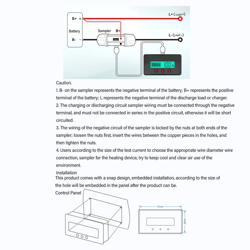 Battery Monitor Meter High Accuracy Voltmeter Ammeter Universal Battery Capacity