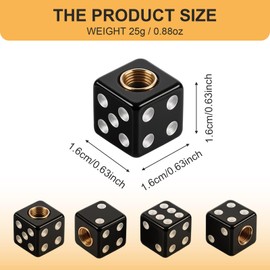 4 Pcs Dice Tire Valve Stem Caps Dice Universal Tire Valve Stem Covers Dustproof air Valves Cap Waterproof Airtight Car Wheel Tires Air Caps for Cars SUV Trucks Bikes Motorcycles Bicycles (Black