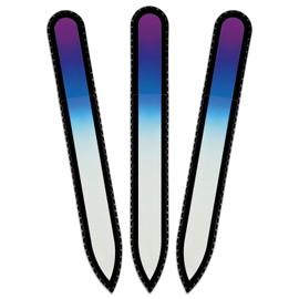 Mont Bleu Rainbow Glass Nail File in Black Pouch - Czech Tempered Glass - Handmade in Bohemia-Czech Republic - Premium Glass Nail File for Women