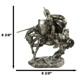 Medieval Royal Arms Of England Three Lions Charging Cavalry Horse Knight Statue