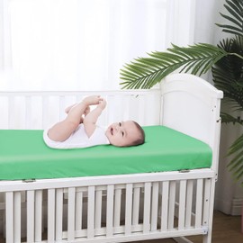 Crib Fitted Sheet Bamboo Viscose Crib Sheet 52"x28"+8" for Standard Crib and Toddler Mattresses - Deep Pocket, Ultra Soft, Breathable, for Baby Boys and Girls (Sage Green,1 PC)