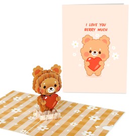 Central 23 Pop Up Card With Bear And Heart - Love You Berry Much - Cute 3D Greeting Card For Birthday, Anniversary, Valentine's Day - For Men Women - With Stickers and Envelope