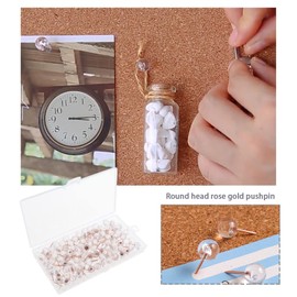 VGOL 200Pcs Push Pins Transparent Beads Push Pins Clear Thumb Tacks Round Head Pins with Plastic Box Drawing Pins Office Accessories for Map Board Photo Paper