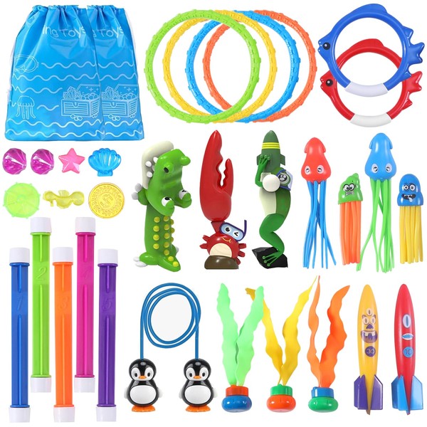32 Packs Summer Pool Diving Swimming Essentials Toys for Kids,
