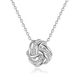 INFUSEU Sterling Silver Love Knot Necklaces for Women Girls Daughter Girlfriend Wife Soulmate Valentine Promise Gifts Celtic Eternal Twisted knot Pendant Jewelry Dainty Forever