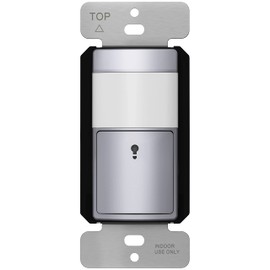 TOPGREENER Motion Sensor Switch, PIR Sensor Light Switch, Occupancy & Vacancy Modes, No Neutral Wire Required, Operable Without Ground Wire, 1.25A, 150W Dimmable LED, Single Pole, TDOS5-KM-SV, Silver
