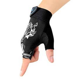 Kids Half-Finger Cycling Gloves Wtih Grip for Biking Thin and Ventilating Gloves Mittens for Boys Girls, Black
