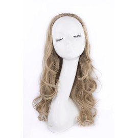 Bombshell Hair Extensions 3/4 Half Head Hair Piece 24 inches Heat Resistant Synthetic Long Curly Thick Wig (M08 ASH MEDIUM BLONDE)