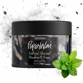 PiperWai Natural Deodorant w/Activated Charcoal | 24-Hour Sweat Protection, Vegan, Aluminum Free Deodorant for Women & Men | Travel Essential Shark Tank Product | 1.7oz (50g) Scented Single Jar